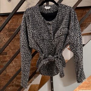 Lovers + Friends Monochrome Tweed Button Down Shirt